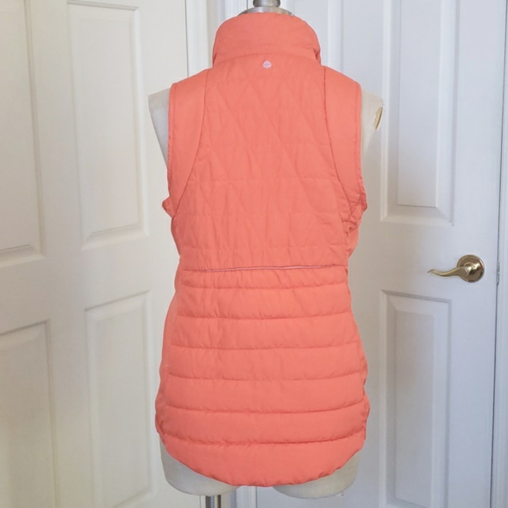 TANGERINE Orange Coral Quilted Puffer Vest SIZE SMALL Reflective Technical Warm - Picture 5 of 13